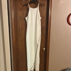 BCX White Maxi Dress with Silver Detail